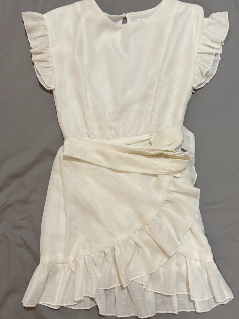 Étophe Studios White Ruffle Wrap Mini Dress Size Small SKU018